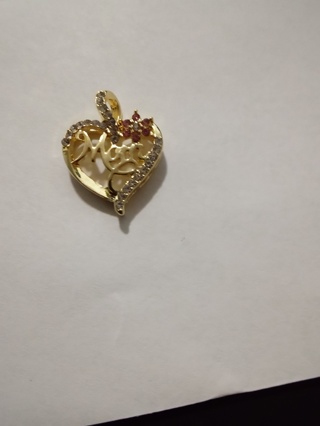 Heart & flower inlaid mom rimestone's gold laced over stainless steel 