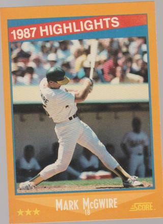 1988 Score Mark McGwire #659 1987 Highlights Oakland Athletics 