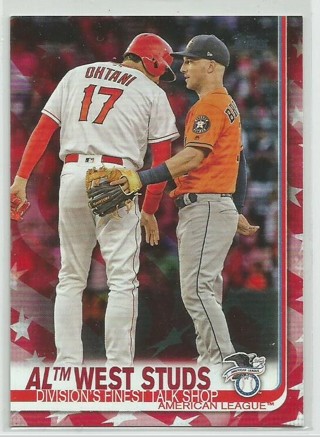 2019 Topps Series 1-A.L. West Studs-Shohei Ohtani & Alex Bregman Talk Shop-Numbered Card-45 of 76