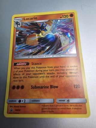 Pokemon Lucario holo rare card promo SM54