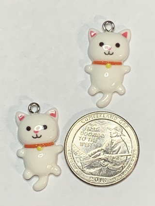 CAT CHARMS~#2~WHITE~SET OF 2 CHARMS~FREE SHIPPING!