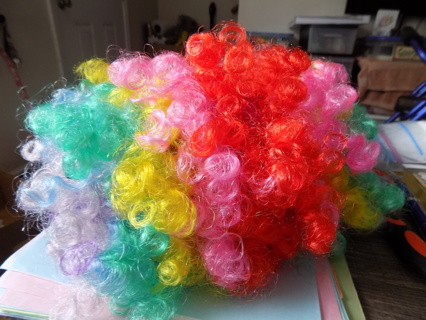 Rainbow curly clown wig/dressups # 1