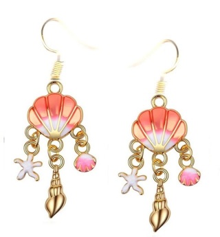 GP ENAMEL ORABE PINK SHELL DANGLE EARRINGS  (PLEASE READ DESCRIPTION