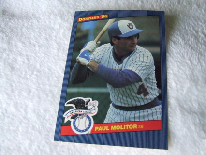 1986 Paul Molitor Milwaukee Brewers Donruss 5 X 7 All Star Game Card #39