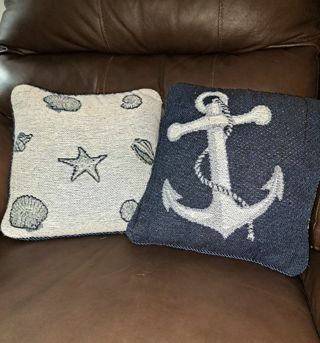 NAUTICAL accent PILLOWS ~ double sided~ set of 2