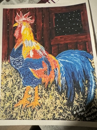 The Farmhouse Barn Rooster Painting Print by Kathy Marrs Chandler