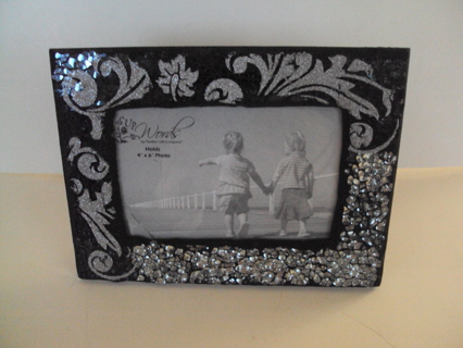 Black Picture Photo Frame With Silver Glitter