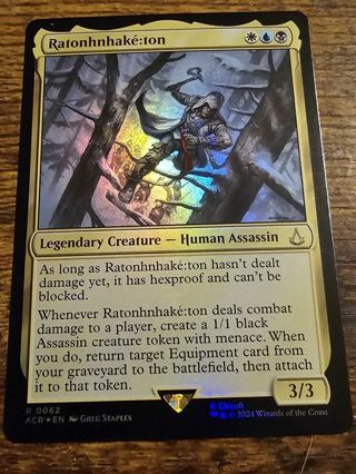 Magic the gathering mtg Ratonhnhaketom foil rare card Assassins Creed