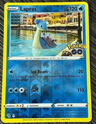 NM Rare Rev Holo Lapras moveset Go Pokemon card TCG SWSH