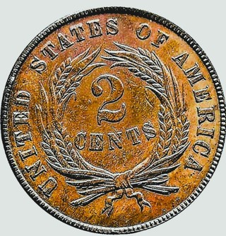 1868 P  2 cent, Circulated, Looks Super, Refundable, Ships FREE 