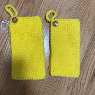BN Hand Crochet Pair of Yellow Potholders .
