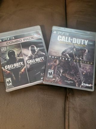 3 Games! Call of Duty Black Ops/Black Ops 2 Combo Pack & Advanced Warfare Day Zero Edition for PS3