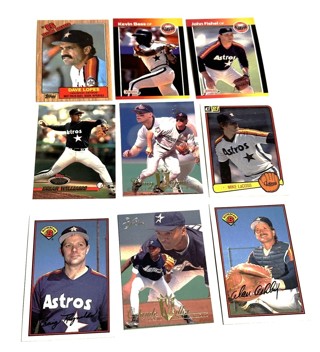 Astros- 9 Card Lot- Biggio,Bass,Lopes,LaCoss,Williams,Reynolds,Miller