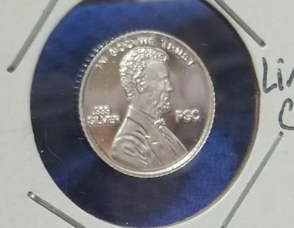 NEW.999 one gram pure fine Silver Art round collectible ☆Lincoln Cent/Penny☆