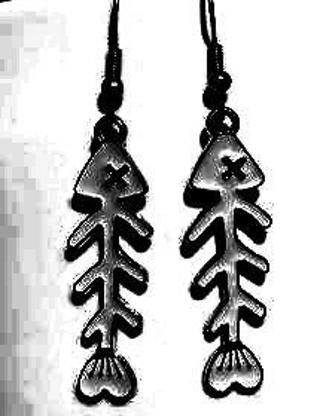 GP ENAMEL BLACK FISHBONE EARRINGS (PLEASE READ DESCRIPTION