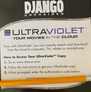 Django Unchained Digital HD Movie Code