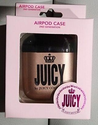 Juicy Couture Airpod Case Works with Apple Airpod 2nd Generation  In Rose Gold & Black 