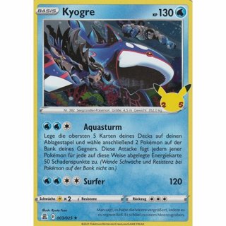 Tradingcard - Pokemon 2021 german Kyogre 003/025 HOLO Celebrations