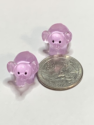 MINI ELEPHANTS~#2~PURPLE~SET OF 2 MINI ELEPHANTS~GLOW IN THE DARK~FREE SHIPPING!