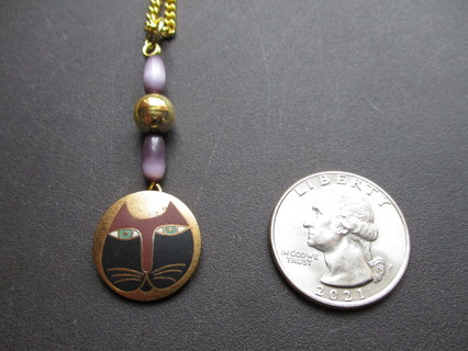 Laurel Burch Converted Moon Cat 2005 Earring to Necklace