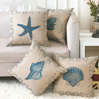 Pillowcase Sofa Cushion Cover Decoration Linen Pillow Case Decorative Pillow Marine Pattern Sofa