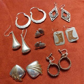 7 pairs sterling silver earrings, 52.7 grams