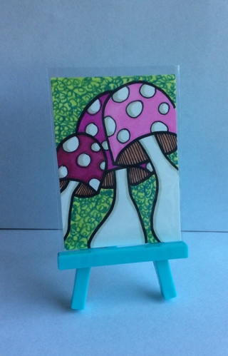 Mushrooms original drawing aceo