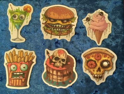 6 - "FOOD, THAT BITES BACK" STICKERS ( 1 FREE STICKER WITH WIN)