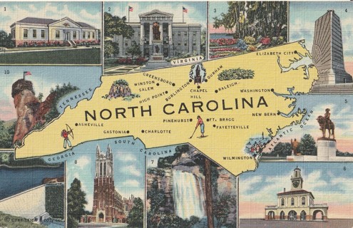 Vintage Unused Postcard: g: Greetings from North Carolina