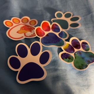 5 paw print stickers 
