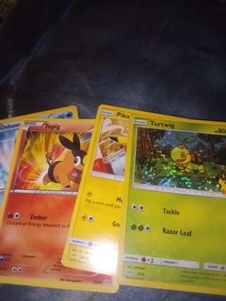 Four Pokemon cards 