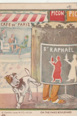 Vintage Unused Postcard: d: Comic:  On Paris Boulevard