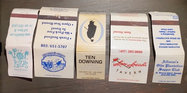 5 VINTAGE COLLECTIBLE MATCHBOOK COVERS 