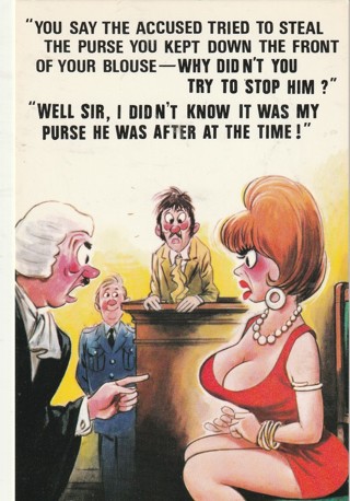 Vintage Unused Postcard: Comic: (g1): Purse Down Front of Blouse