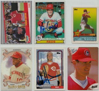 2 Cincinnati Reds autographs + 4 bonus cards