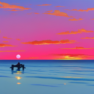 Listia Digital Collectible: Vivid pink & blue sunset over the ocean sea