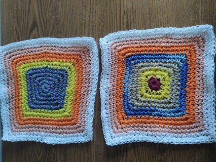 2 Hand Crocheted Cotton Dishcloths 