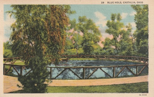 Vintage Used Postcard: gin: 1938 Blue Hole, Castalia, OH