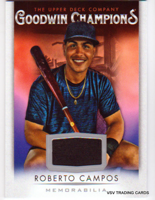 Roberto Campos, 2021 UD Goodwin Champions RELIC Card #M-RC, Minor League Baseball Player, (LB22)