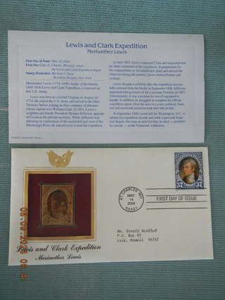 First Day of Issue 24K Gold Replica Stamp/Envelope