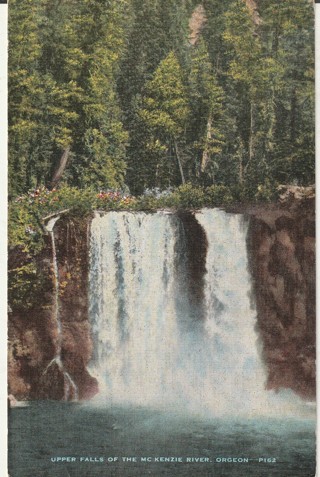 Vintage Unused Postcard: Linen: (OR): Oregon: Upper Falls, McKenzie River