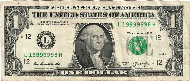 $1 Bill Six "999999" in a Row! Coolness Rating 99.17! NICE! P4