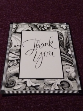 Black Floral Notecard - Thank You