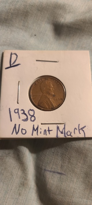 1938 wheat cent penny no mint mark