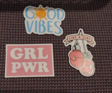 3 New vinyl laptop stickers Girl power Fight Like a girl & good vibes Luggage, Xbox, ps4