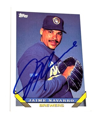 Autographed 1993 Topps #369 JAIME NAVARRO Milwaukee Brewers