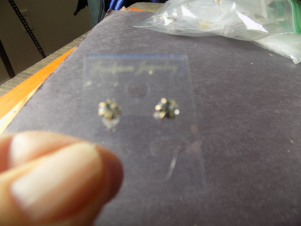 Pair small round rhinestone post earrings