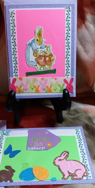 2 EASTER FLAT CARDS HAND CRAFTED