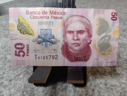 50 Pesos Cincuenta Banco de Mexico Circulated Polymer Banknote Currency