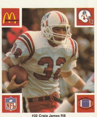 1986 Craig James New England Patriots McDonald's me Card #32